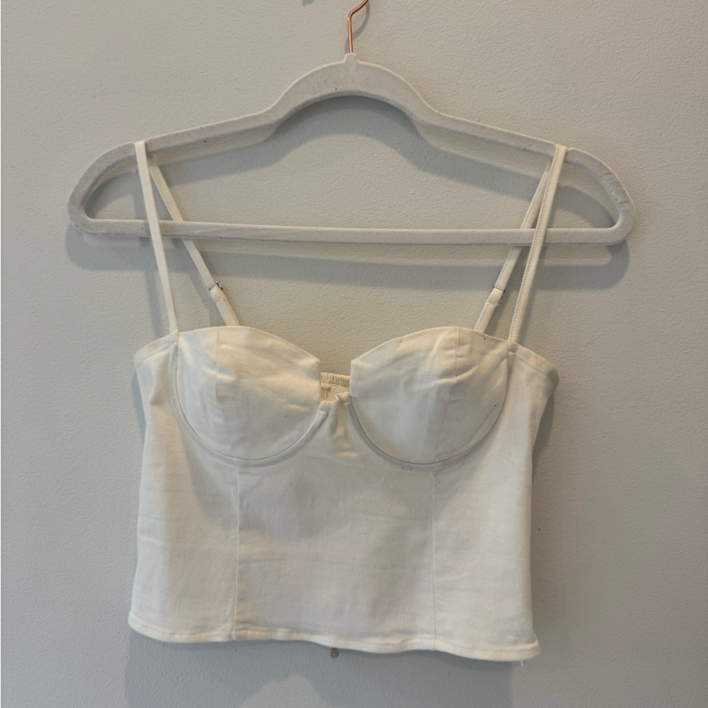 Astr Ivory Smocked Crop Top